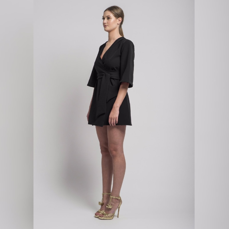 Black kimono mini dress deals