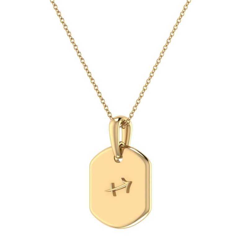 Thumbnail of Sagittarius Archer Constellation Tag Pendant Necklace In 14 Kt Yellow Gold Vermeil image