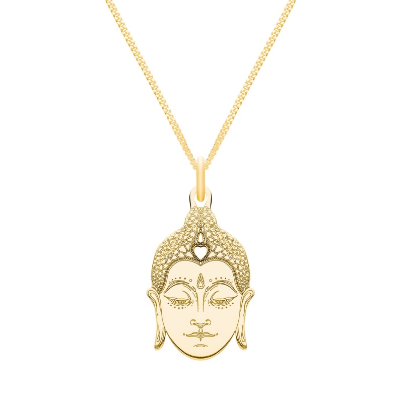 Thumbnail of Medium Gold Buddha Head Pendant Necklace image