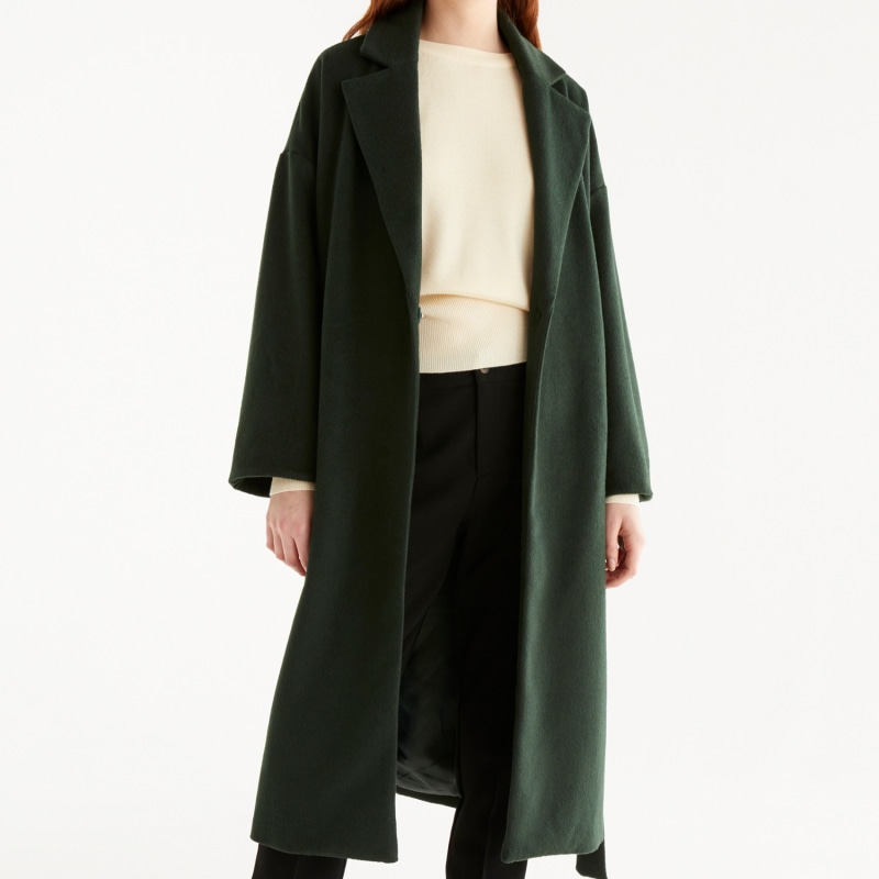 Weekday Ricky Recycled Wool Belted Coat In Khaki 32 Stylish