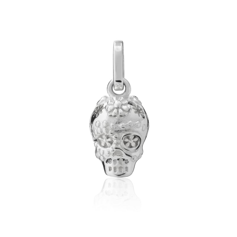 Thumbnail of Exquisitely Detailed Sugar Skull Charm Handmade In Sterling Silver image