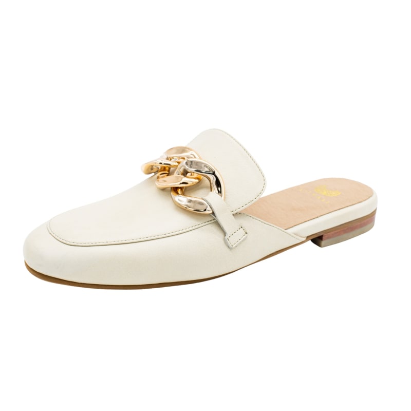 Thumbnail of Charm Mules In Ivory Smooth Leather image