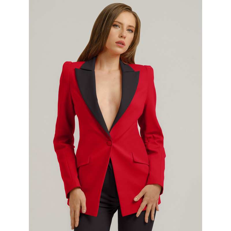 Black and red blazer womens store