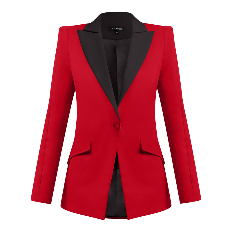 Illusion Classic Tailored Blazer Red Black by Tia Dorraine