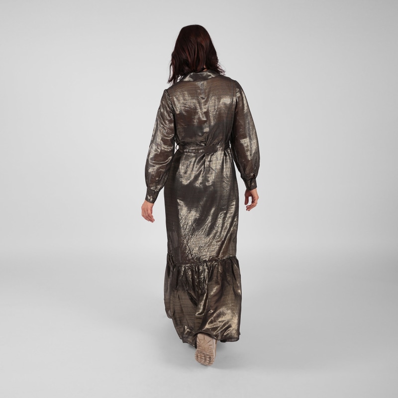 Thumbnail of Ilu Long Sleeve Maxi Shirt Dress Gold image