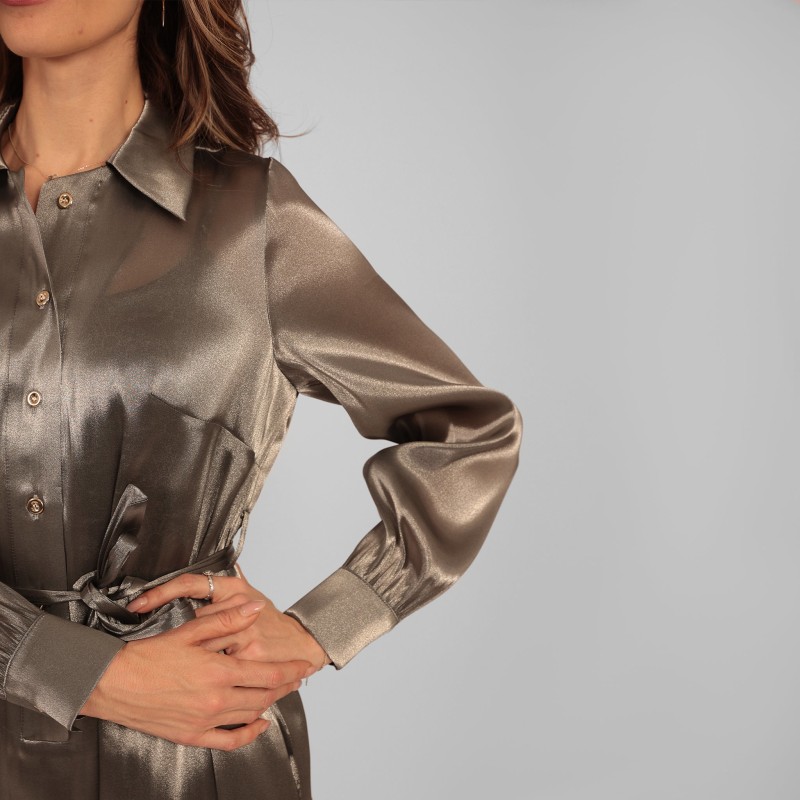 Thumbnail of Ilu Long Sleeve Maxi Shirt Dress Silver image