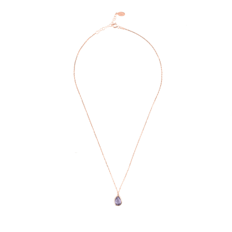 Thumbnail of Pisa Mini Teardrop Necklace Rosegold Amethyst image