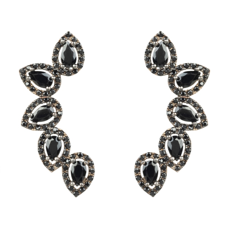 Thumbnail of Ursula Ear Climber Black Pair Silver image