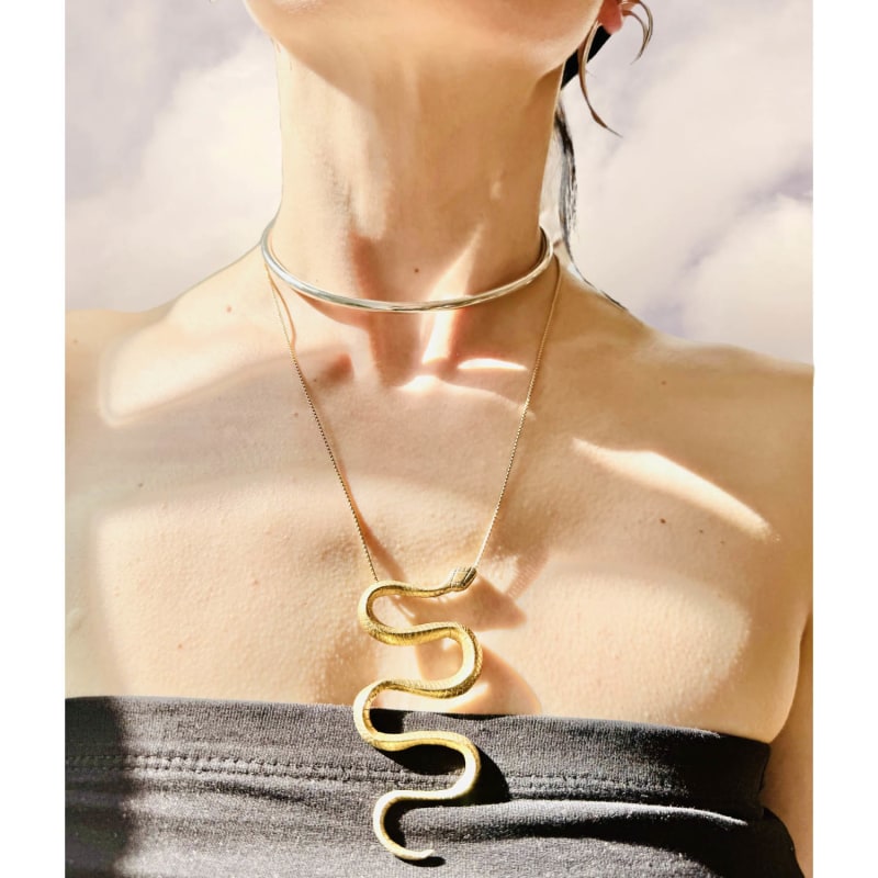 Thumbnail of Inca Snake Gold Pendant Necklace image