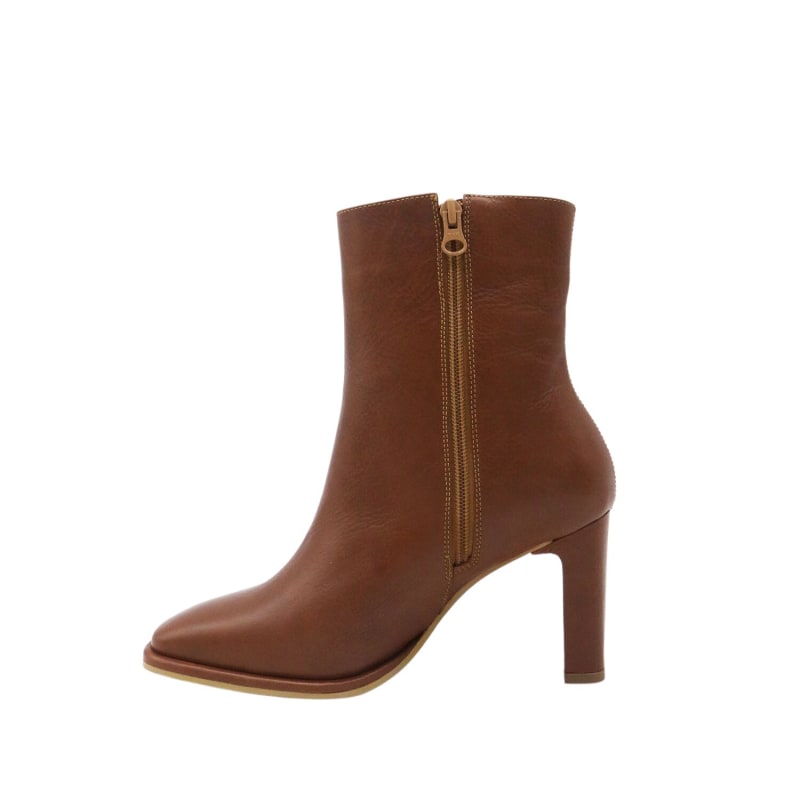 Thumbnail of Indigo Heeled Ankle Boots In Tan Leather image