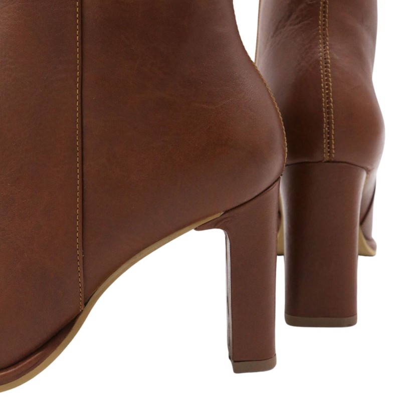 Thumbnail of Indigo Heeled Ankle Boots In Tan Leather image