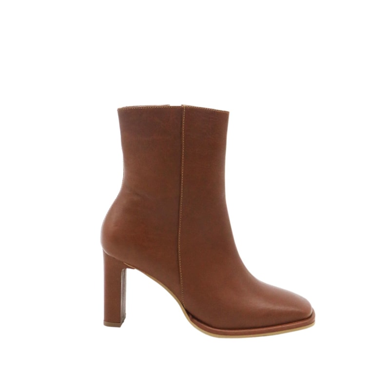 Thumbnail of Indigo Heeled Ankle Boots In Tan Leather image