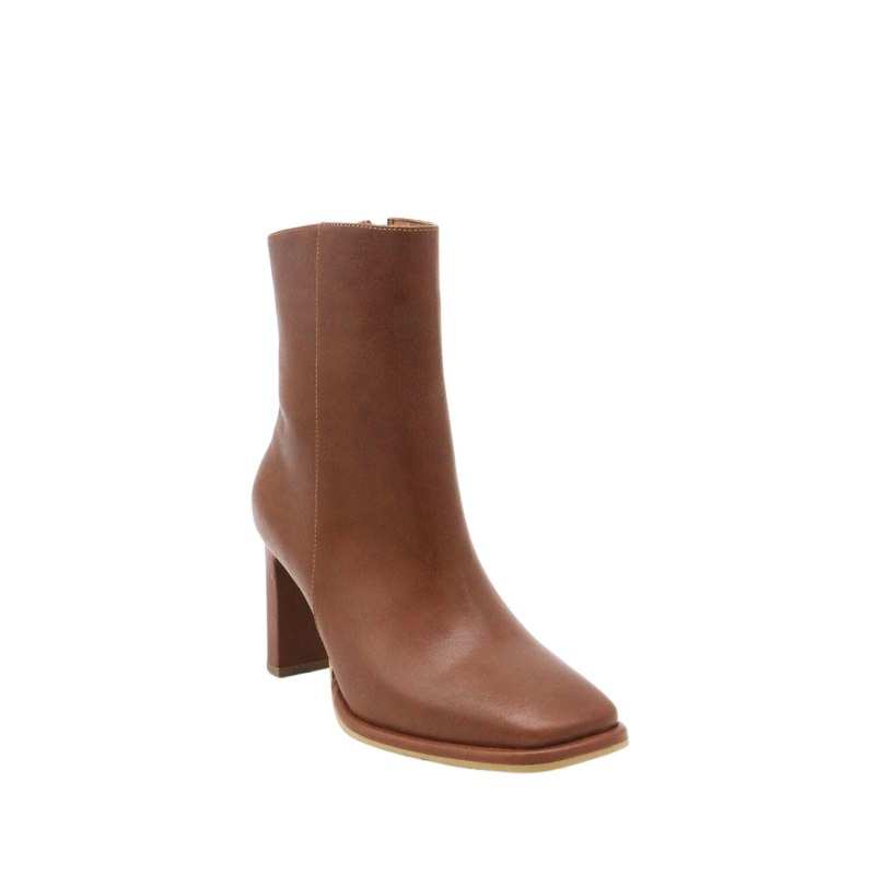 Thumbnail of Indigo Heeled Ankle Boots In Tan Leather image