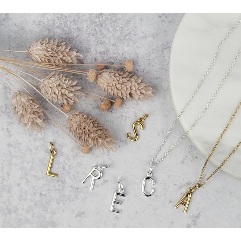 Pendant initial necklace gold hotsell