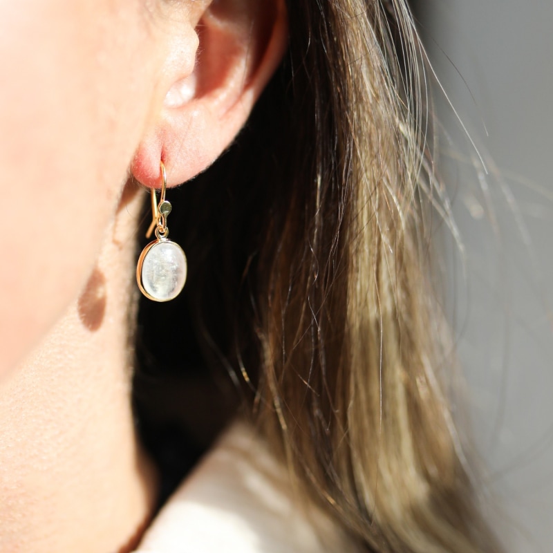 Thumbnail of Pollara Gold Vermeil & Cabouchon Moonstone Earrings image