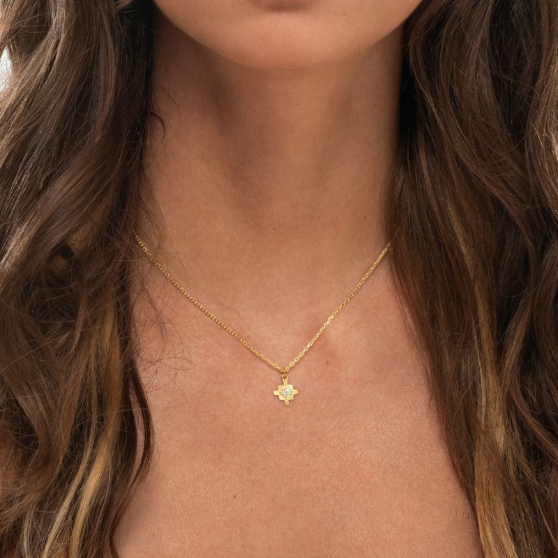 Thumbnail of Inka Necklace Gold White Zircon image