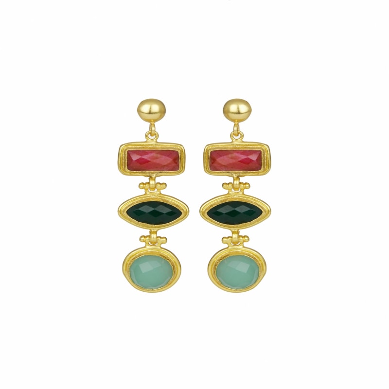 Ruby emerald hot sale gold earrings