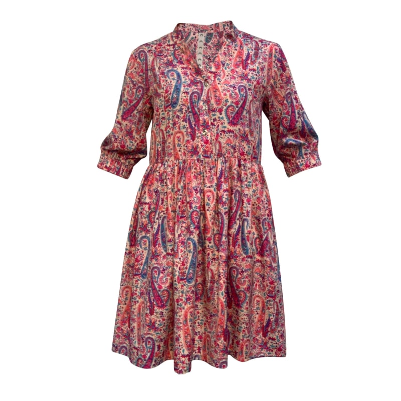 Thumbnail of Sara -Pink Paisley Skater Style Shirt Dress image