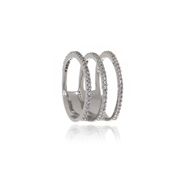 Thumbnail of Silver Triple Diamond Infinity Ring image