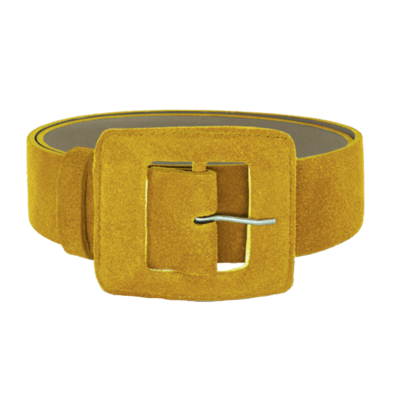 Thumbnail of Suede Square Buckle Belt - Mustard image