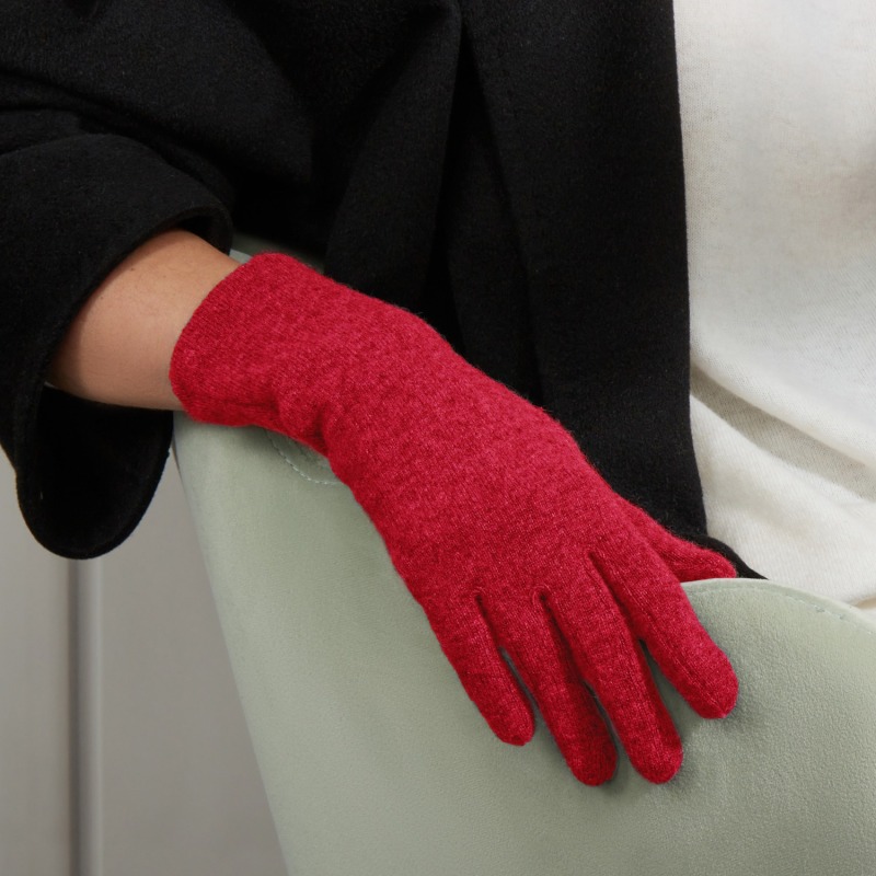 Red cashmere gloves cheap