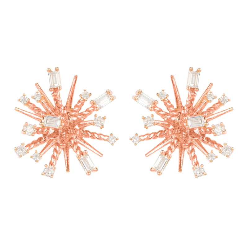 Thumbnail of Cosmic Bang Baguette Cz Stud Earrings Rose Gold image