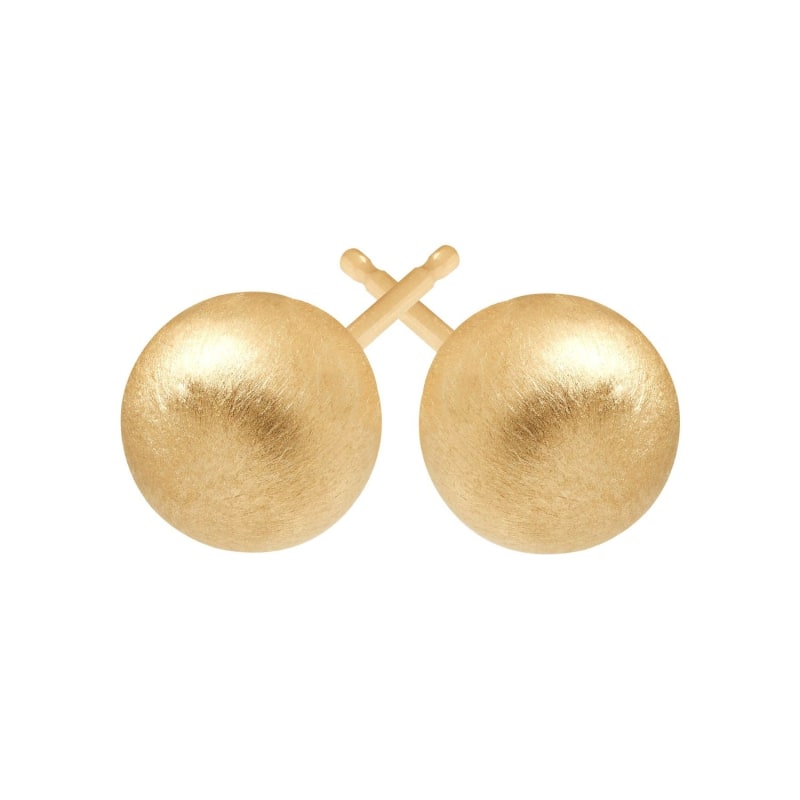 Thumbnail of 9.5mm Satin Ball Stud Earrings In 14Kt Yellow Gold 9.5Mm image