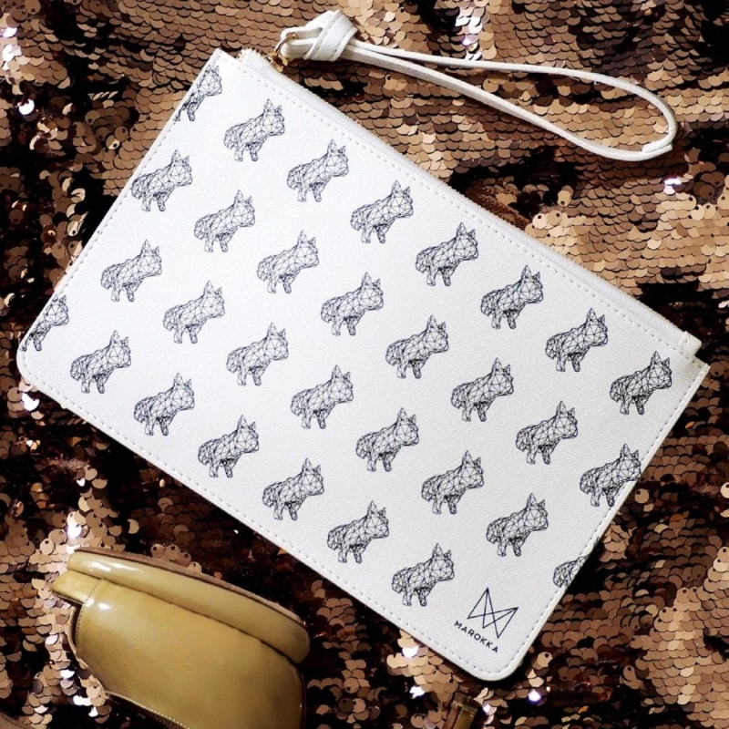 Thumbnail of French Bulldog Design Clutch Bag Vegan Leather Saffiano Finish image