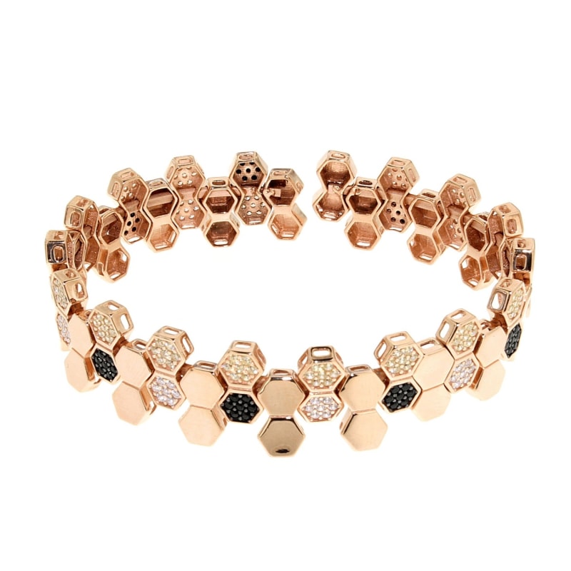 Thumbnail of Sterling Silver Honeycomb Bee Bracelet In Rose Gold image