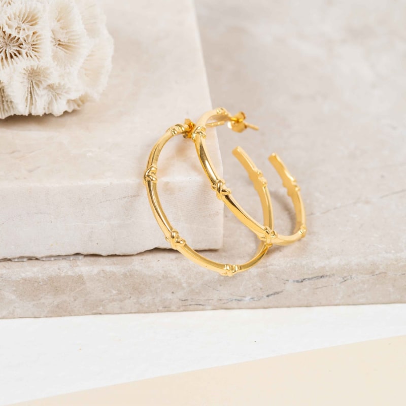 Thumbnail of Deia Large Yellow Gold Vermeil Kiss Hoop Earrings image