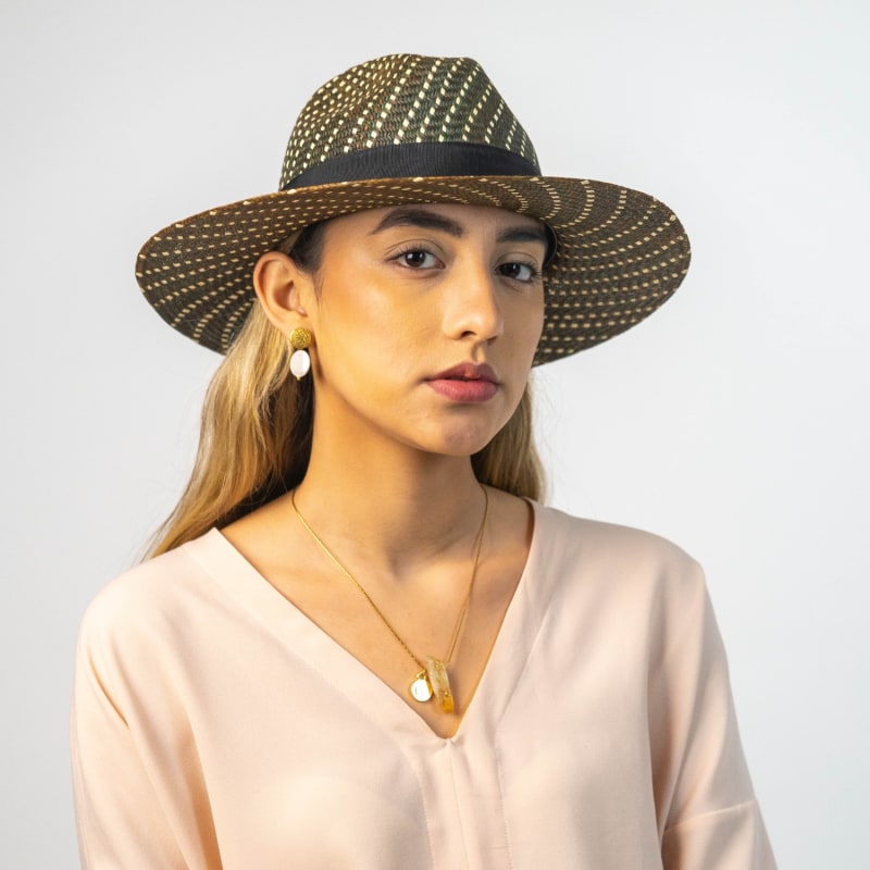 Thumbnail of Vargas Straw Panama Hat - Black, Neutrals image