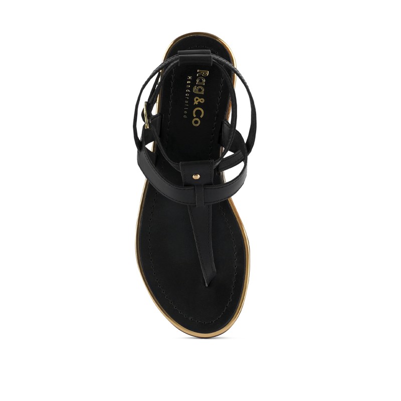 Thumbnail of Irene Black Flat Thong Sandals image