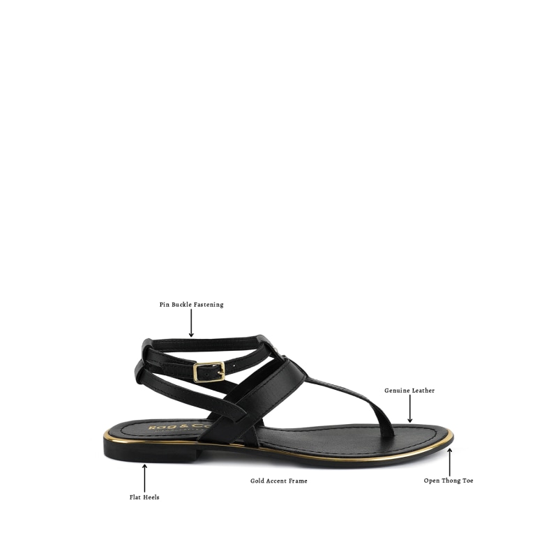 Thumbnail of Irene Black Flat Thong Sandals image