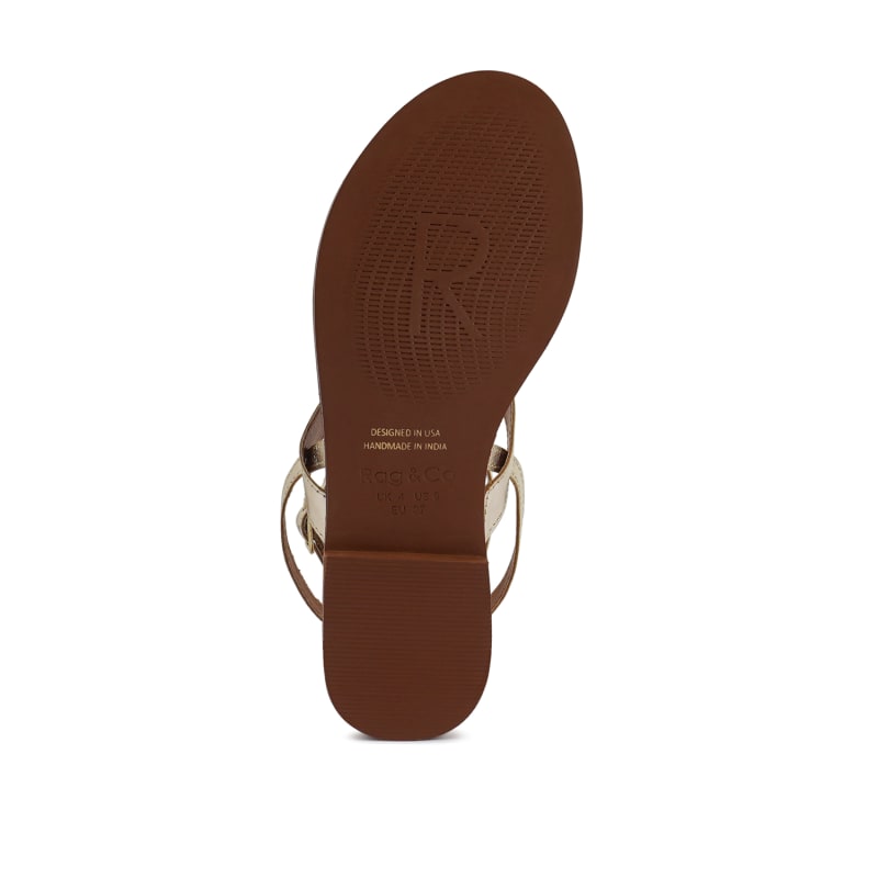 Thumbnail of Irene Gold Flat Thong Sandals image