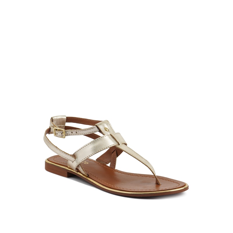 Thumbnail of Irene Gold Flat Thong Sandals image