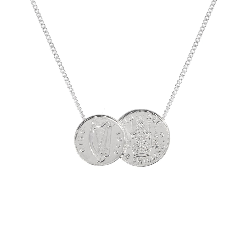 Two coin necklace silver online