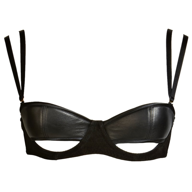 Ava Leather Peep Balcony Bra by Something Wicked