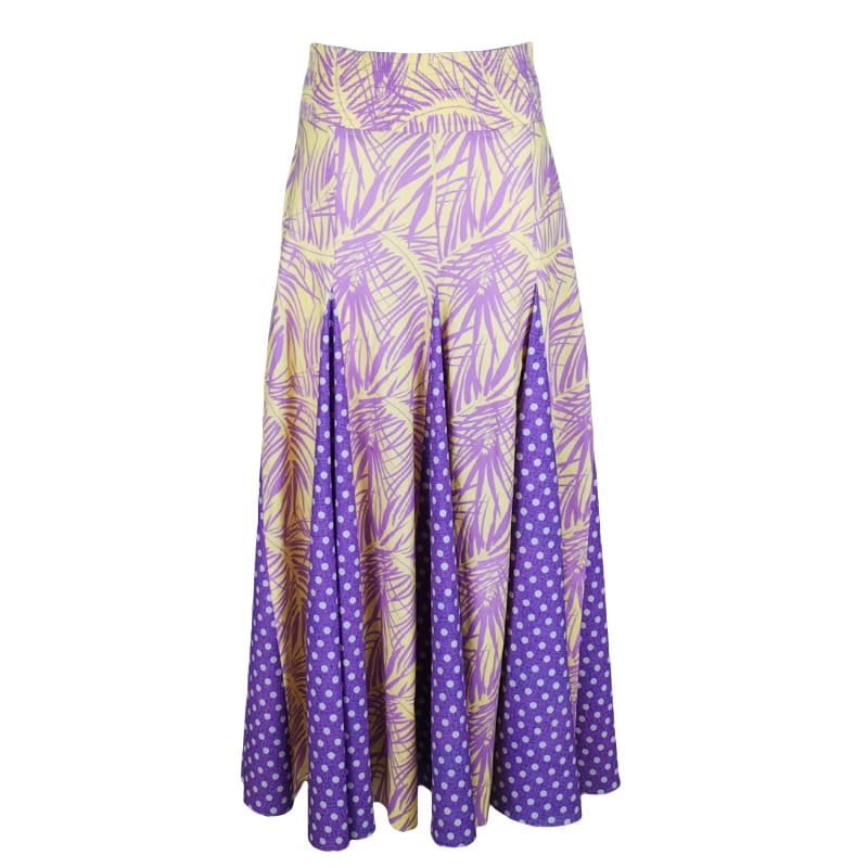 Thumbnail of Leaves & Polka Dot Print Maxi Flouncy Skirt image