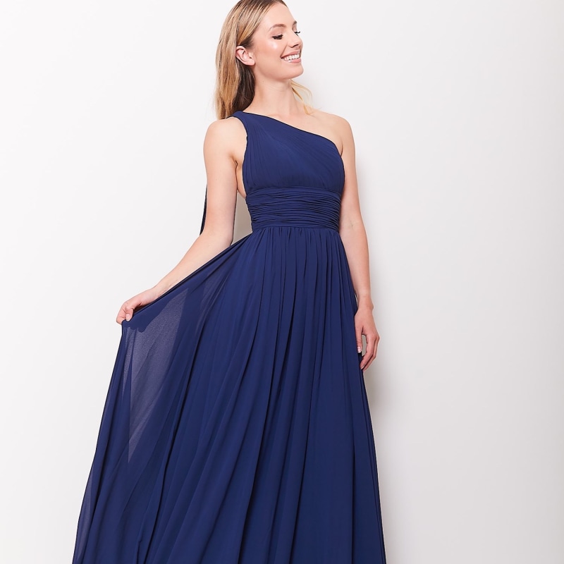 Thumbnail of Isadore Navy Chiffon Evening Gown image