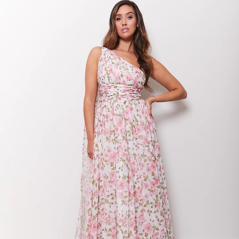 Printed gown in chiffon cheap