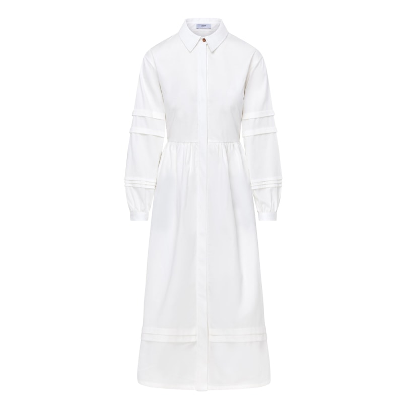 Thumbnail of Isla Pleat Detail White Shirt Dress image