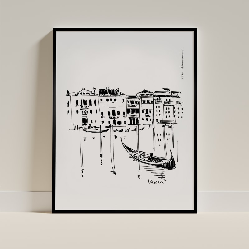 Thumbnail of Italy Art Print, Venice Wall Poster With Palazzos And Gondolas On The Grand Canal image