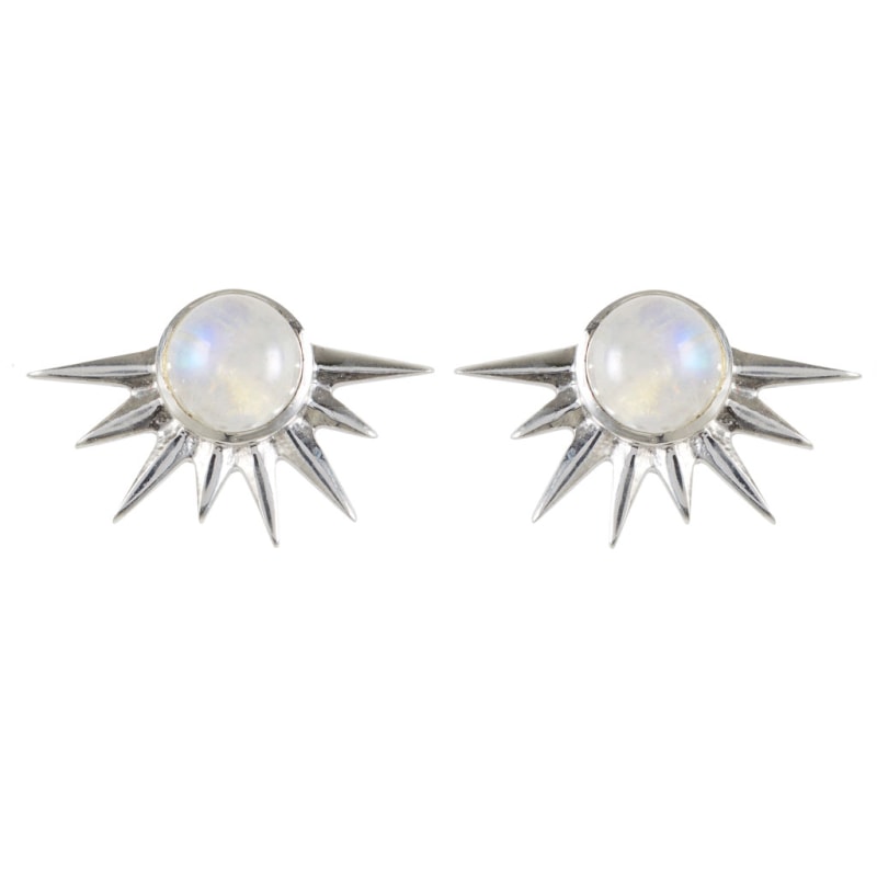 Thumbnail of Total Eclipse Silver Statement Stud Earrings - Moonstone image