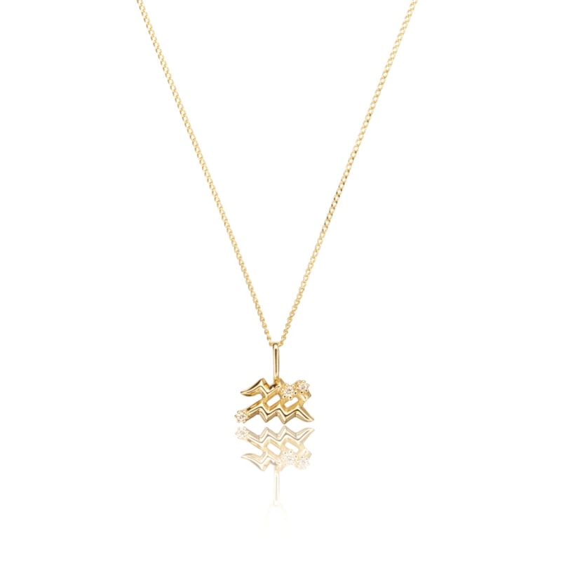 Thumbnail of Solid Gold Genuine Diamond Zodiac Necklace image