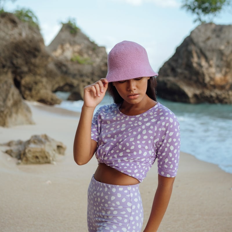 Thumbnail of Florette Crochet Bucket Hat In Lilac Purple image
