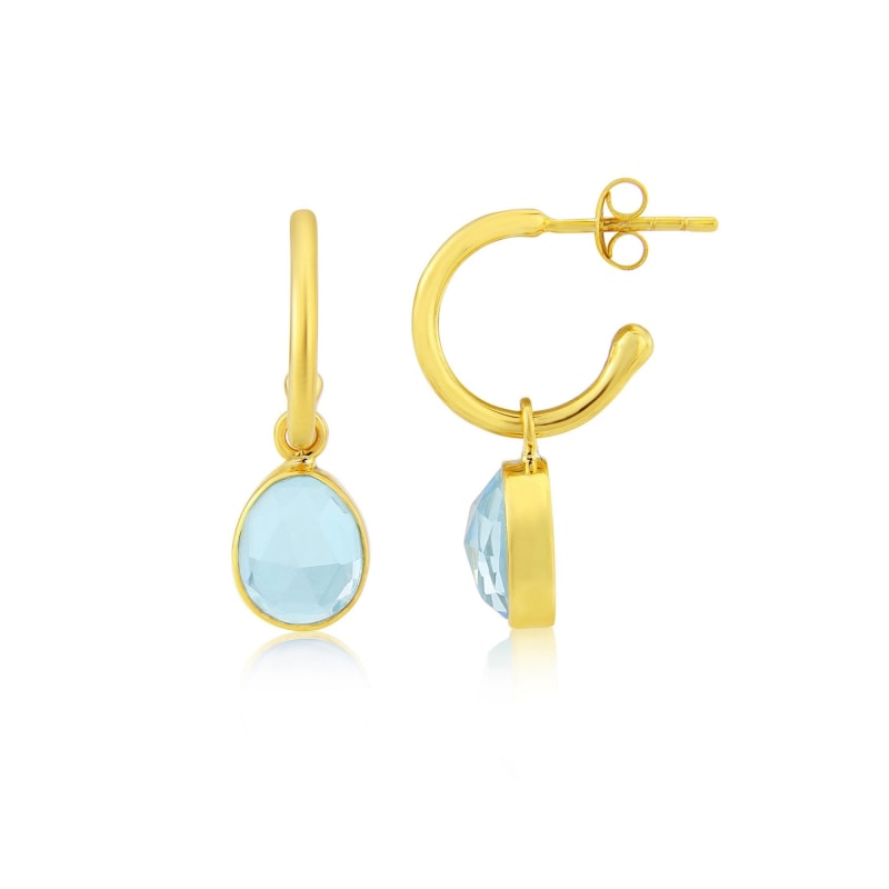 Thumbnail of Manhattan Gold & Blue Topaz Interchangeable Gemstone Earrings image