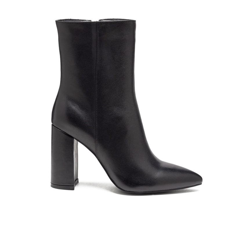 Margen Black Ankle High Pointed Toe Block Heeled Boot | Rag & Co ...