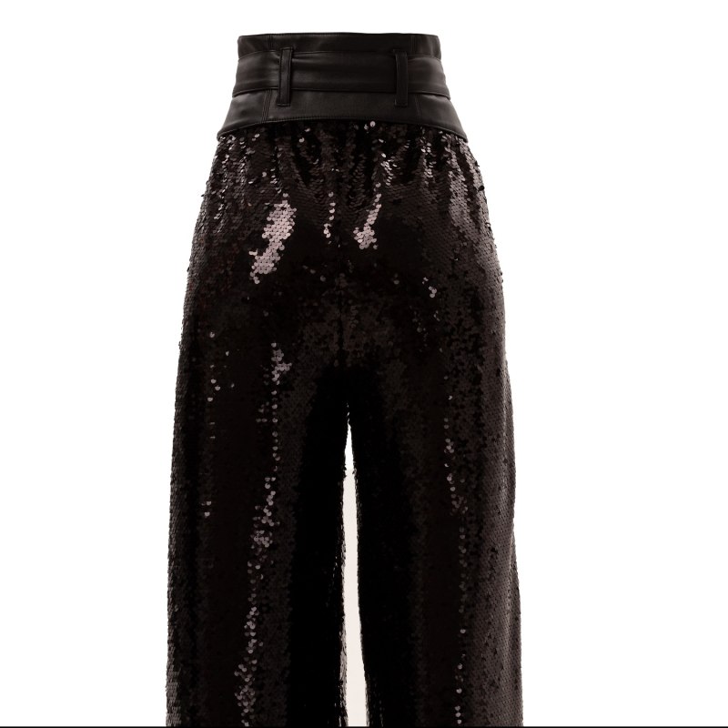 Thumbnail of Occasion Black Palazzo Sequin Trousers image