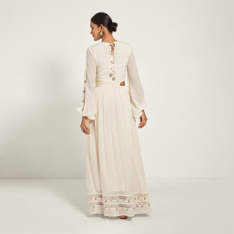 Amara Ivory Knit Cut-Out Maxi Dres