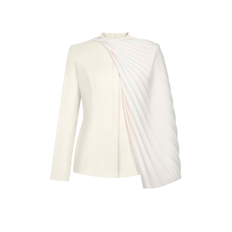 Ivory Pleat Cape Jacket Montsand Wolf Badger